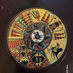 Red Clay Handpainted Peruvian 4" Plate With Beautiful Details